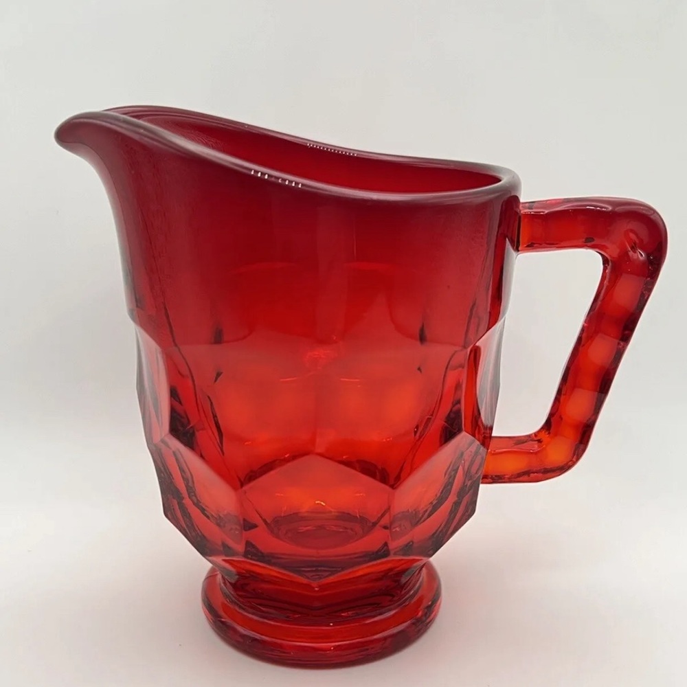 Vintage Ruby Red Viking Glass Creamer Pitcher
